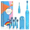 Brosse à dents rechargeable pour enfants, brosse à dents électrique sonique pour enfants de 3 à 12 ans, rappel de 30 secondes