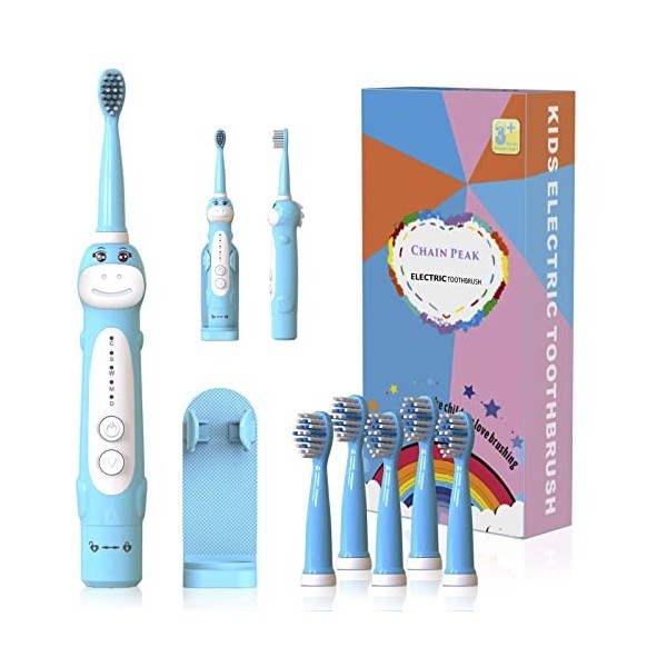 Brosse à dents rechargeable pour enfants, brosse à dents électrique sonique pour enfants de 3 à 12 ans, rappel de 30 secondes