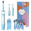 Brosse à dents rechargeable pour enfants, brosse à dents électrique sonique pour enfants de 3 à 12 ans, rappel de 30 secondes