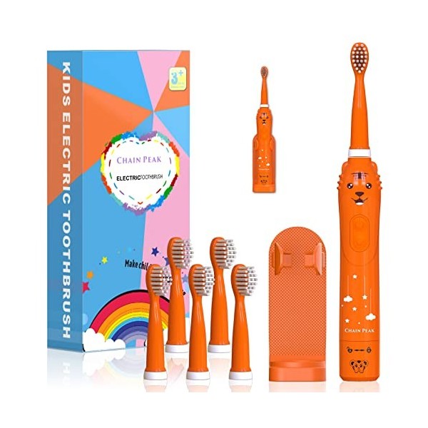 Brosse à dents rechargeable pour enfants, brosse à dents électrique sonique pour enfants de 3 à 12 ans, rappel de 30 secondes