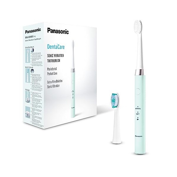 Panasonic EW-DM81-G503 Brosse à dents électrique, 2 têtes incluses, minuterie, 2 modes de fonctionnement, design ergonomique,