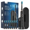 Brosses à Dents Électriques Soniques Adultes avec 8 Têtes - Brosse à Dents Électrique avec Étui de Voyage, 5 Modes et IPX7, B