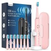 Brosses à Dents Électriques Soniques Adultes avec 8 Têtes - Brosse à Dents Électrique avec Étui de Voyage, 5 Modes et IPX7, B