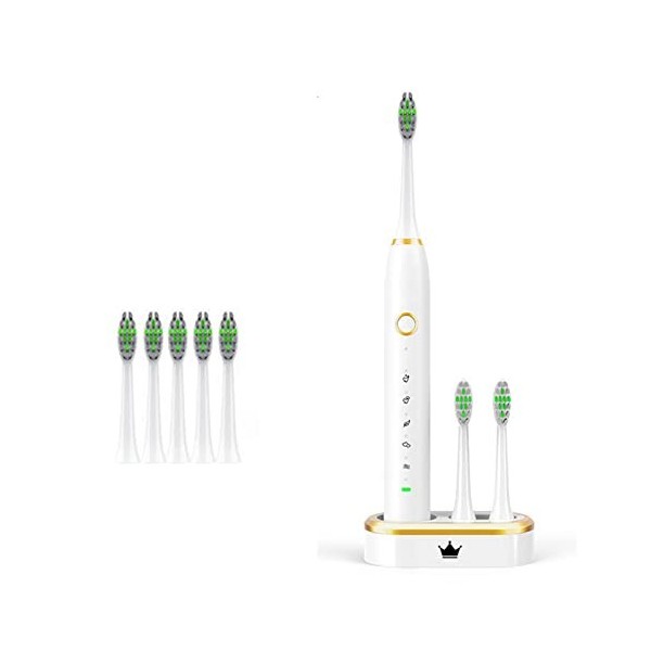 Brosse à Dents éLectrique Sonique Pour Adultes Avec 5 TêTes De Brossage Et Station De Chargement Brosse à Dents éLectrique Re