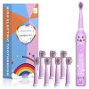 Brosse à dents électrique rechargeable pour enfants, brosse à dents sonique de dessin animé pour enfants de 3 à 12 ans, rappe