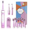 Brosse à dents électrique rechargeable pour enfants, brosse à dents sonique de dessin animé pour enfants de 3 à 12 ans, rappe