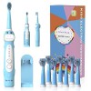 Brosse à dents électrique rechargeable pour enfants, brosse à dents sonique de dessin animé pour enfants de 3 à 12 ans, rappe