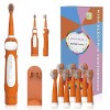 Brosse à dents électrique rechargeable pour enfants, brosse à dents sonique de dessin animé pour enfants de 3 à 12 ans, rappe