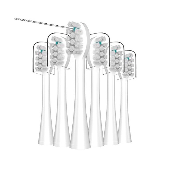 Lot de 6 têtes de brosse à dents avec couvercles pour Water pik Sonic Fusion SF01/SF02 et Sonic Fusion 2.0 SF03/SF04, blanc