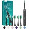 Brosse à dents électrique pour adultes avec 6 têtes de brosse - Brosse à dents électrique sonique avec support de brosse à de