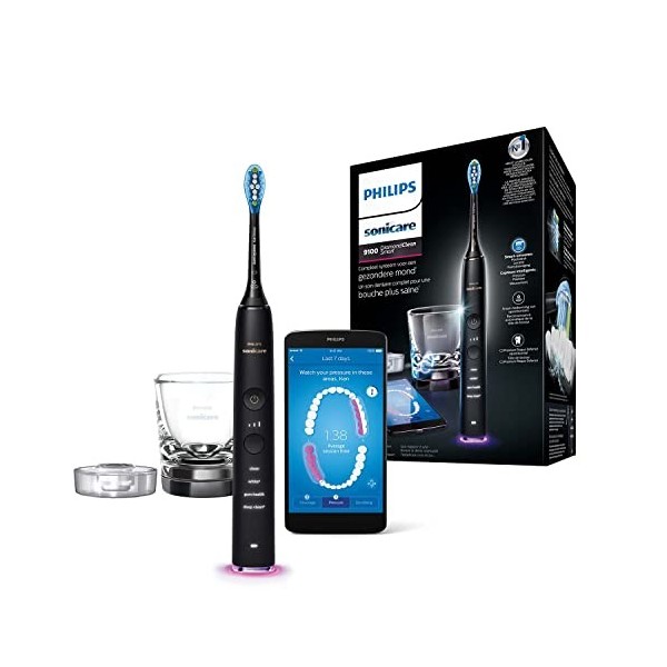 Philips Sonicare HX9901/13 Brosse À Dents DiamondClean Smart Connectée, Capteurs intelligents de tête de brosse, 4 modes et 3