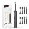 mornwell Brosse à dents électrique, brosse à dents sonique avec 8 têtes de brosse moteur ultrasonique 4 modes, rechargeable, 