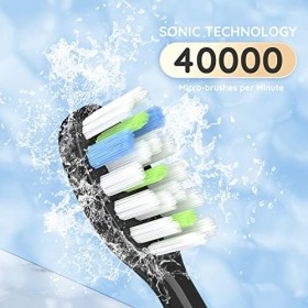 mornwell Brosse à dents électrique, brosse à dents sonique avec 8 têtes de brosse moteur ultrasonique 4 modes, rechargeable, 