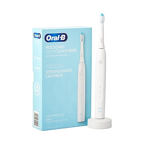 Oral-B Brosse à dents sonique électrique Pulsonic Slim Clean 2000, 2 modes de brossage pour les soins dentaires et la santé d