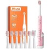 Bitvae D2 Brosse à dents électrique, 2 x Brosses à Dents à Ultrasons pour Adultes et Enfants, 8 têtes de Brosse à Dents et 5 