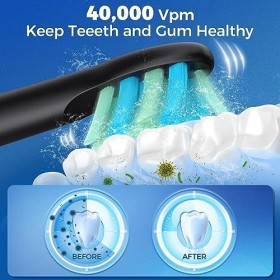 Brosses à dents électriques pour adultes - 8 têtes de brosse, charge rapide de 4 heures et 60 jours - Brosse à dents électriq