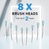 HAXAYOLO Brosse à dents électrique rechargeable avec 8 têtes de brosse pour adultes et enfants, brosse à dents blanchissante 