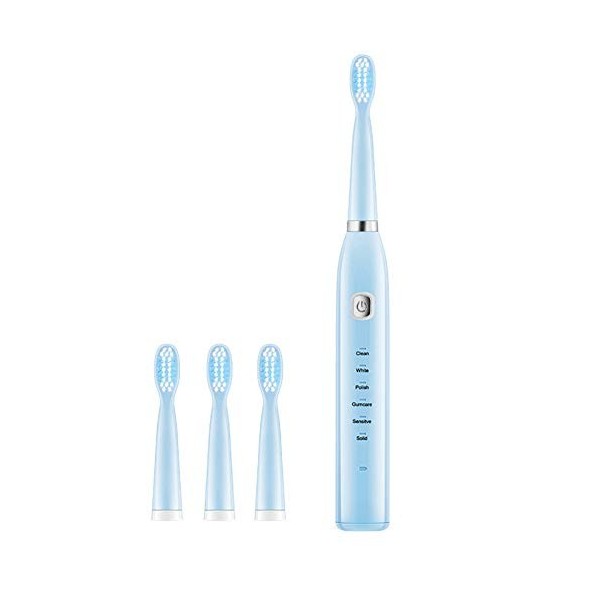 Modes Brosse à dents électrique USB pour adultes, étanche, rechargeable, pour 6 produits de salle de bain, tapis antidérapant