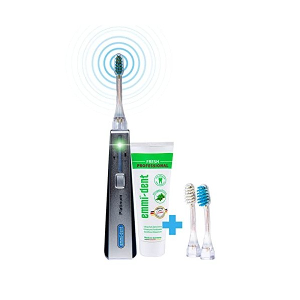 emmi®-dent Platinum Brosse à Dents Électrique à Ultrasons kit de Base Bleu I Idéal pour Dents et Gencives Sensibles I Bross