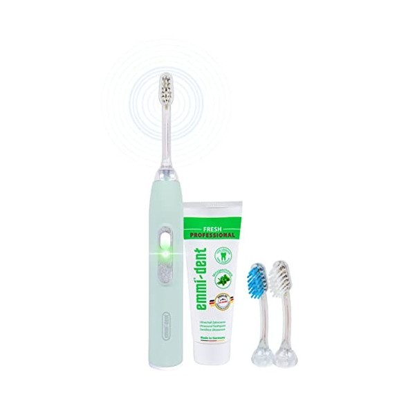 emmi®-dent Metallic Brosse à Dents Électrique à Ultrasons kit de Base Bleu I Idéal pour Dents et Gencives Sensibles I Bross