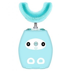 SHOPANTS Brosse à dents électrique en forme de U pour enfants - Minuteur automatique à ultrasons - Avec 3 modes de nettoyage 