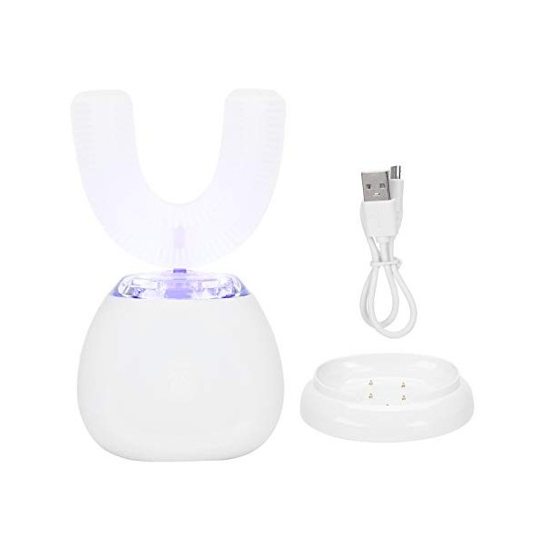 Brosse à dents en forme de U, brosse à dents électrique ultrasonique de redressement intelligente pour enfant adulte noir