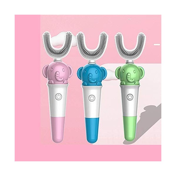 Brosse à dents électrique pour enfants en forme de U,Tête de Brosse en Gel de Silice Souple, Brosse à Dents de Dessin Animé P