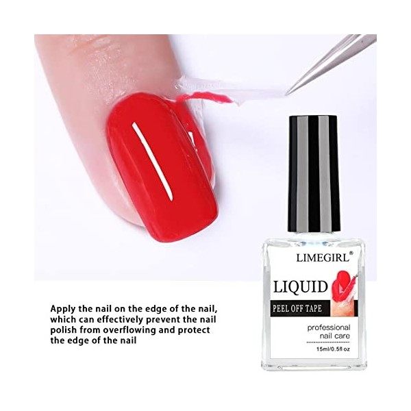 Latex Liquide pour Ongles, Barrière de Vernis à Ongles en Latex, Protecteur de cuticules Simple à décoller pour Nail Art, Pro