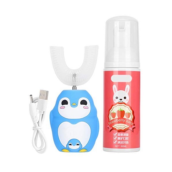 Brosses à dents électriques pour enfants, brosses à dents automatiques en forme de U avec dentifrice à la mousse 60 ml , bro