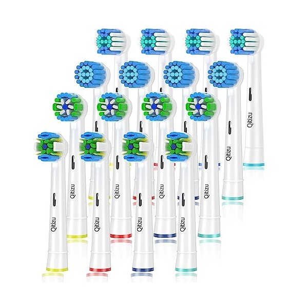 Qitizu Brossette Compatible avec Braun Oral-b, Têtes de Rechange pour Brosse à Dents Electrique Oral-b, Inclure 4 Precision, 