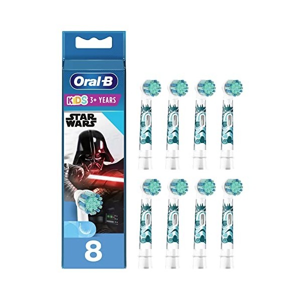 Oral-B Kids, Brossettes De Rechange, Embout, Pack de 8 Pour Brosse À Dents Électrique Format Spécial Boîte Aux Lettres, Enfan