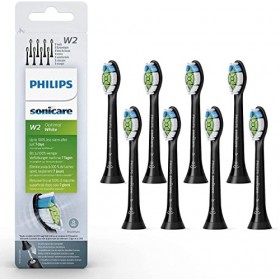 Philips Sonicare Lot de 4 têtes de brosses à dents électriques soniques W2 Optimal White pour des dents plus blanches, Noir 
