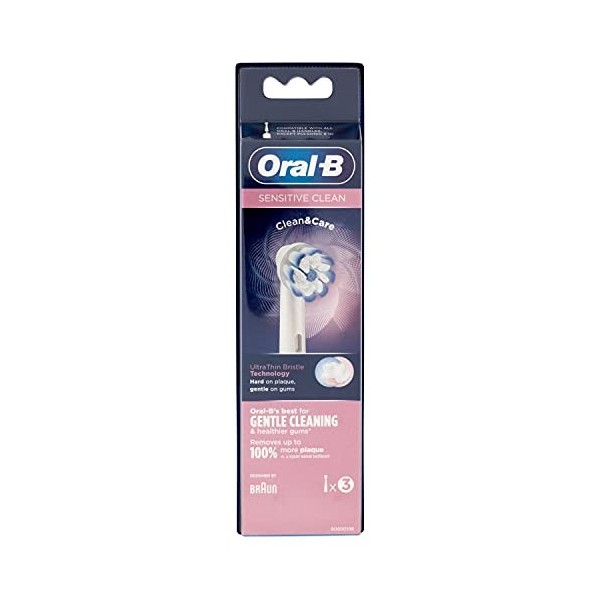 Oral-B Sensitive clean Rechange pour Brosse à Dents Électrique,Blanc , 3 unités Lot de 1 