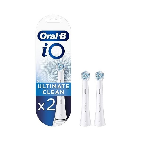 Oral-B iO Ultimate Clean, Embout, Pack de 2 Brossettes de Rechange, pour Brosse à Dents Électrique Jusqu’à 100 % d’éliminatio