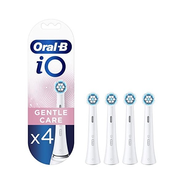 Oral-B iO Gentle Care Brossettes de rechange pour Brosse à Dents Électrique Format Spécial Boîte Aux Lettres, Pack de 4