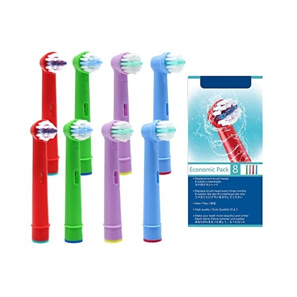 FFYan Lot de 8 pièces brosse à dents pour enfants pour Oral B, têtes de brosse de rechange pour enfants pour brosse à dents é