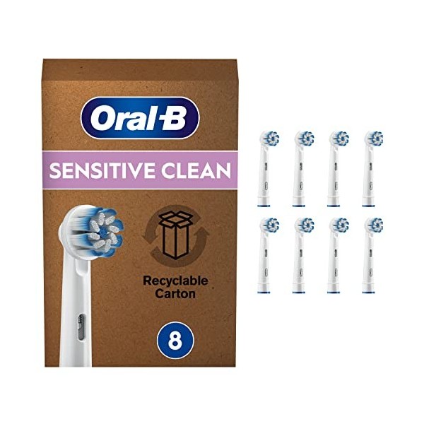 Oral-B Sensitive Clean Brossettes De Rechange Pour Brosse À Dents Électrique Format Spécial Boîte Aux Lettres, Pack De 8, Bla