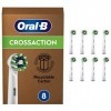 Oral-B Cross Action Clean Maximiser, Brossettes de rechange, Embout, Pack de 8 pour Brosse à Dents Électrique Format Spécial 