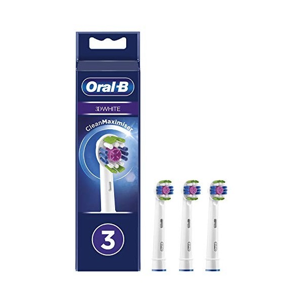 Oral-B 3D White - Lot de 3 têtes de rechange pour brosse à dents électrique avec technologie CleanMaximiser