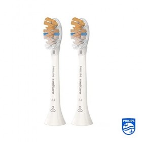 Philips Sonicare Lot de 2 têtes de brosses à dents électriques soniques A3 Premium All-in-One pour la santé complète, Blanc 