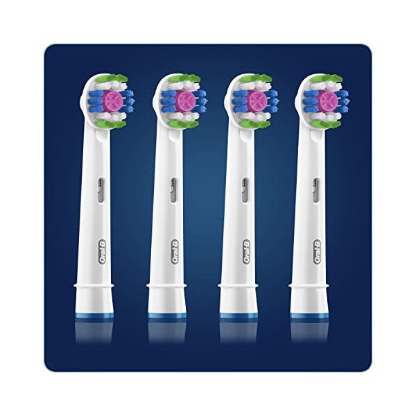 Oral-B 3D White - Lot de 4 têtes de rechange pour brosse à dents électrique avec technologie CleanMaximiser