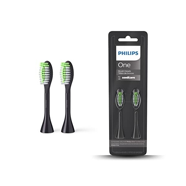 Philips One Lot 2 têtes de brosse à dents électrique, Noir intense Modèle BH1022/06 