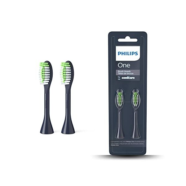 Philips One Lot 2 têtes de brosse à dents électrique, Noir intense Modèle BH1022/06 