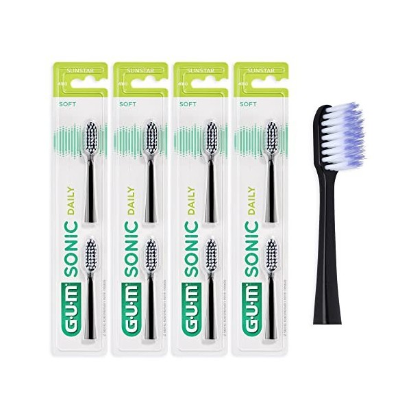 GUM Sonic Daily Lot de 4X2 têtes de brosse à dents sonique de rechange pour brosse à dents sonique GUM Sonic Daily - Poils do