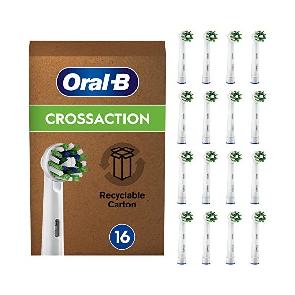 Oral-B Cross Action Brossette Pour Brosse À Dents Électrique Noire, Lot De 12, Convient À Une Boîte Aux Lettres Brossettes de...