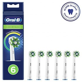 Oral-B CrossAction Brossettes de Rechange Pack de 6 Avec Technologie CleanMaximiser, Clean Maximiser pour Brosse à Dents Él