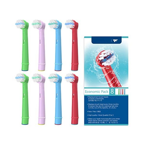 YanBan Tête de brosse à dents pour Oral B enfant, têtes de brosse à dents électrique pour enfants têtes de rechange Braun com