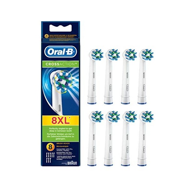 Oral-B CrossAction Brossettes de Rechange pour Brosse à Dents Électrique x8