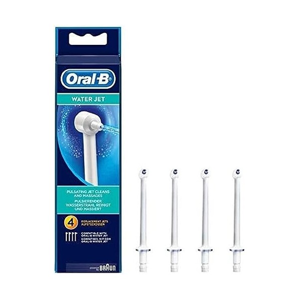 Lot de 4 buses de rechange Oral-B WaterJet pour lavage bucco-dentaire et nettoyant interdentaire, pour un nettoyage complet d