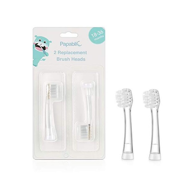 Papablic – Lot de 2 têtes de rechange pour brosse à dents électrique BabyHandy Sonic 18-36 mois